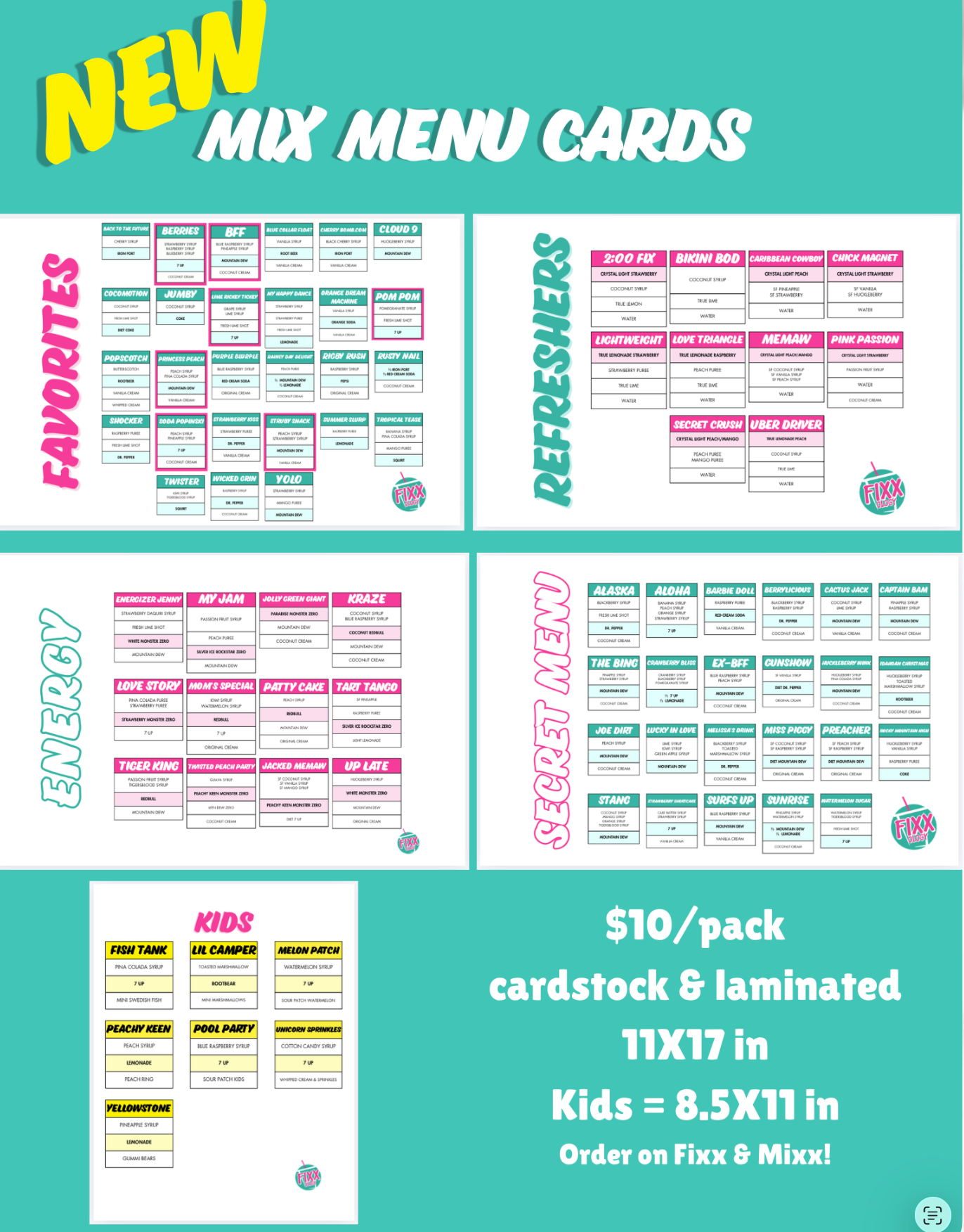 Mix Menu Cards